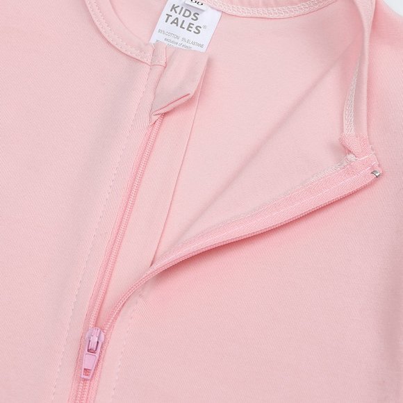 NWT*BABY ROMPER Long Sleeve Pink Cotton Mitted Footed Double Zip Bodysuit Girl - Picture 7 of 16